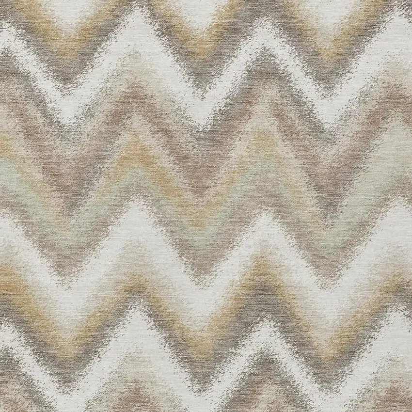 Ivory And Beige Geometric Washable Indoor Outdoor Area Rug Photo 2