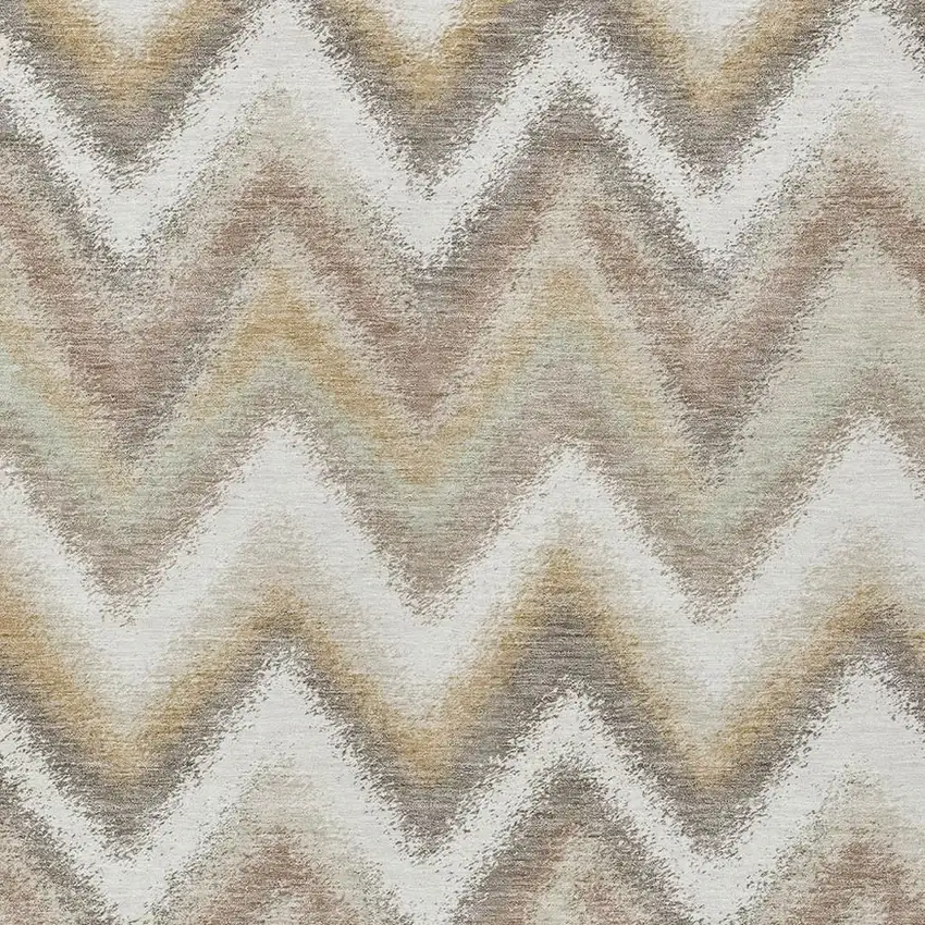 Ivory And Beige Geometric Washable Indoor Outdoor Area Rug Photo 2