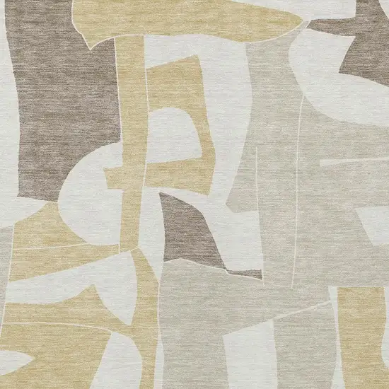 Ivory And Beige Geometric Washable Indoor Outdoor Area Rug Photo 2