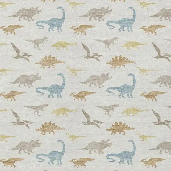 Ivory And Beige Geometric Washable Indoor Outdoor Area Rug Photo 2