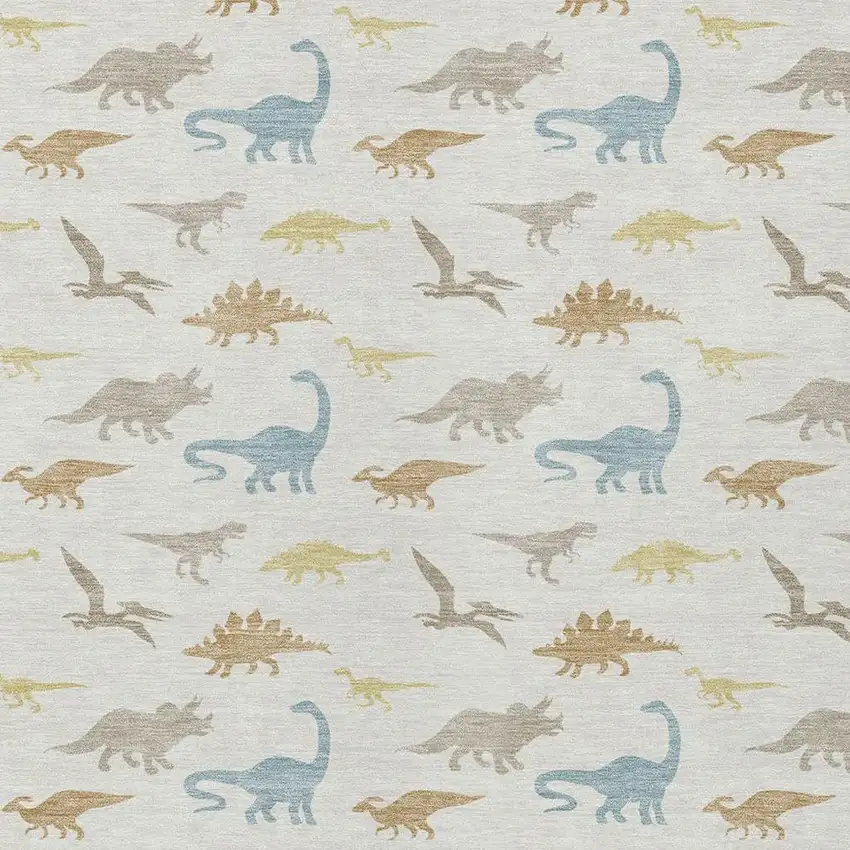 Ivory And Beige Geometric Washable Indoor Outdoor Area Rug Photo 2