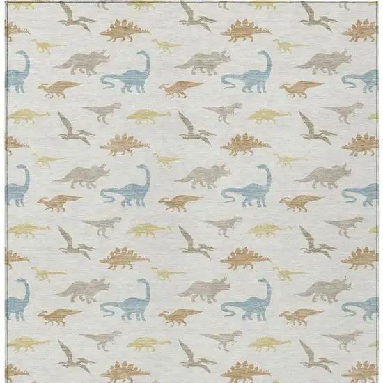 Ivory And Beige Geometric Washable Indoor Outdoor Area Rug Photo 3