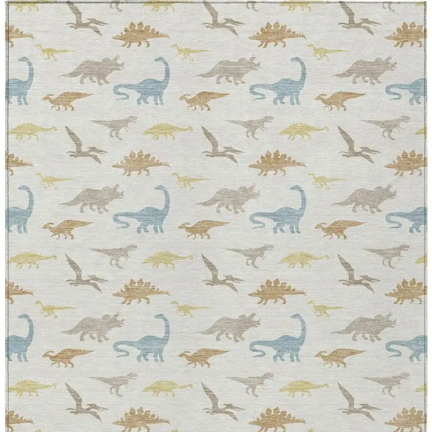 Ivory And Beige Geometric Washable Indoor Outdoor Area Rug Photo 3