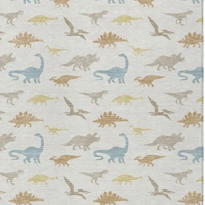 Ivory And Beige Geometric Washable Indoor Outdoor Area Rug Photo 2