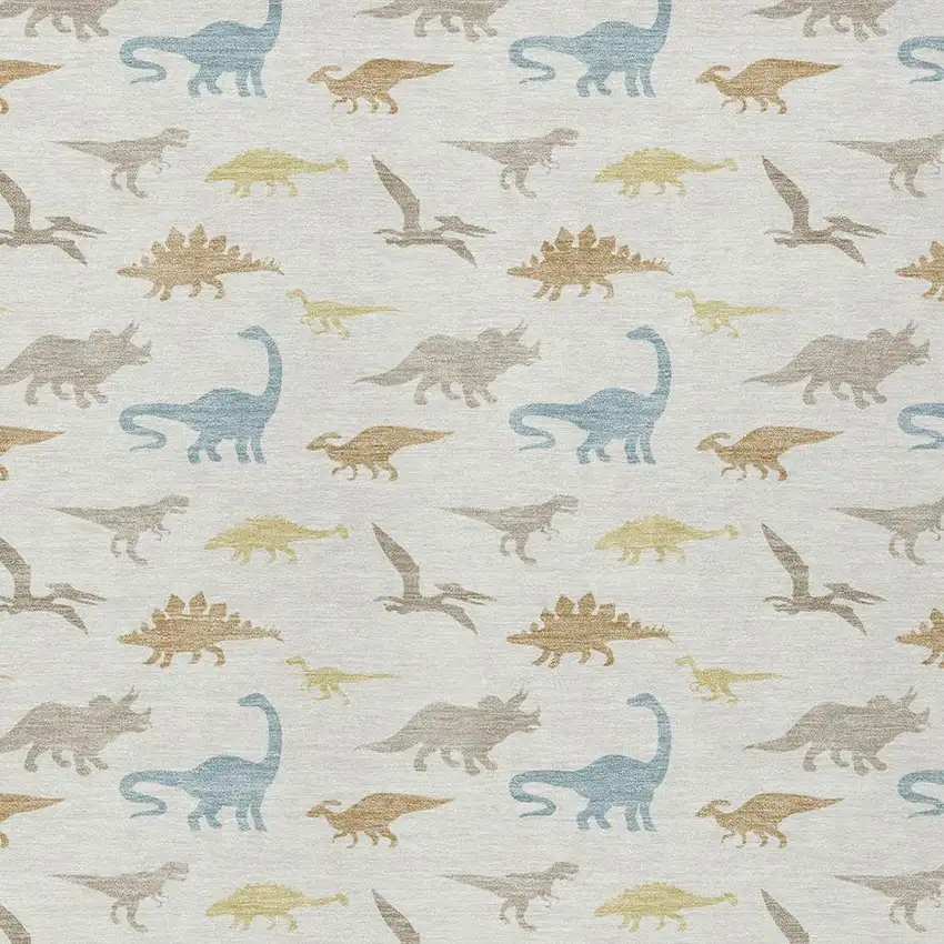 Ivory And Beige Geometric Washable Indoor Outdoor Area Rug Photo 2