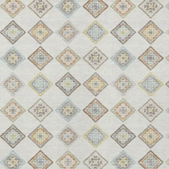 Ivory And Beige Geometric Washable Indoor Outdoor Area Rug Photo 2