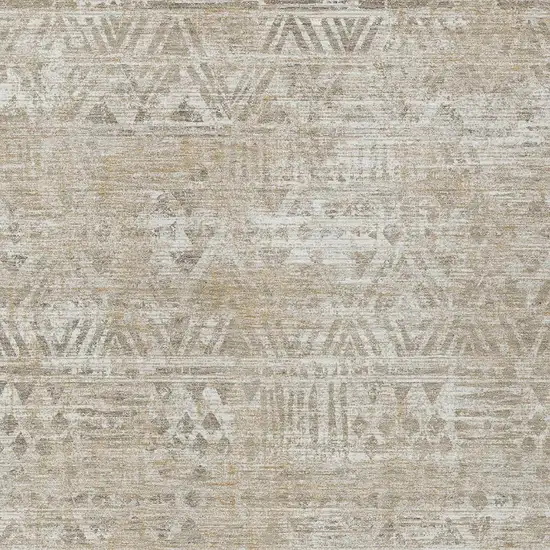 Ivory And Beige Geometric Washable Indoor Outdoor Area Rug Photo 2