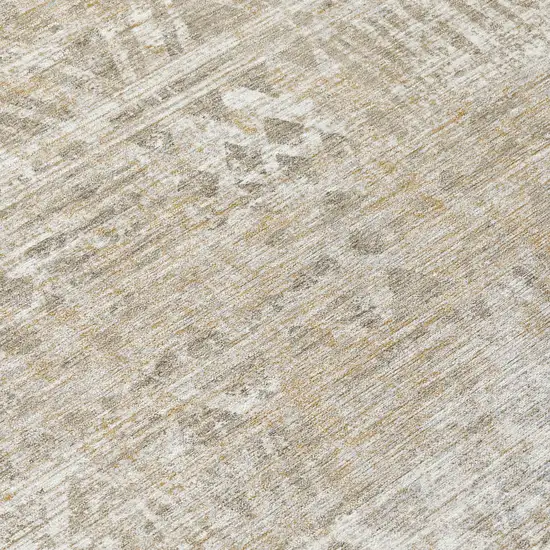 Ivory And Beige Geometric Washable Indoor Outdoor Area Rug Photo 5