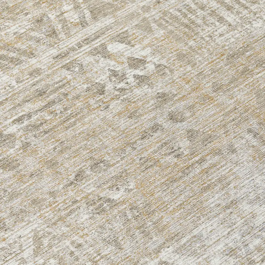 Ivory And Beige Geometric Washable Indoor Outdoor Area Rug Photo 5