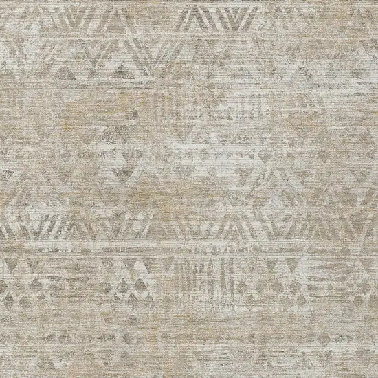 Ivory And Beige Geometric Washable Indoor Outdoor Area Rug Photo 2