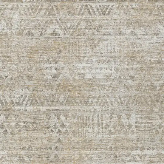 Ivory And Beige Geometric Washable Indoor Outdoor Area Rug Photo 2
