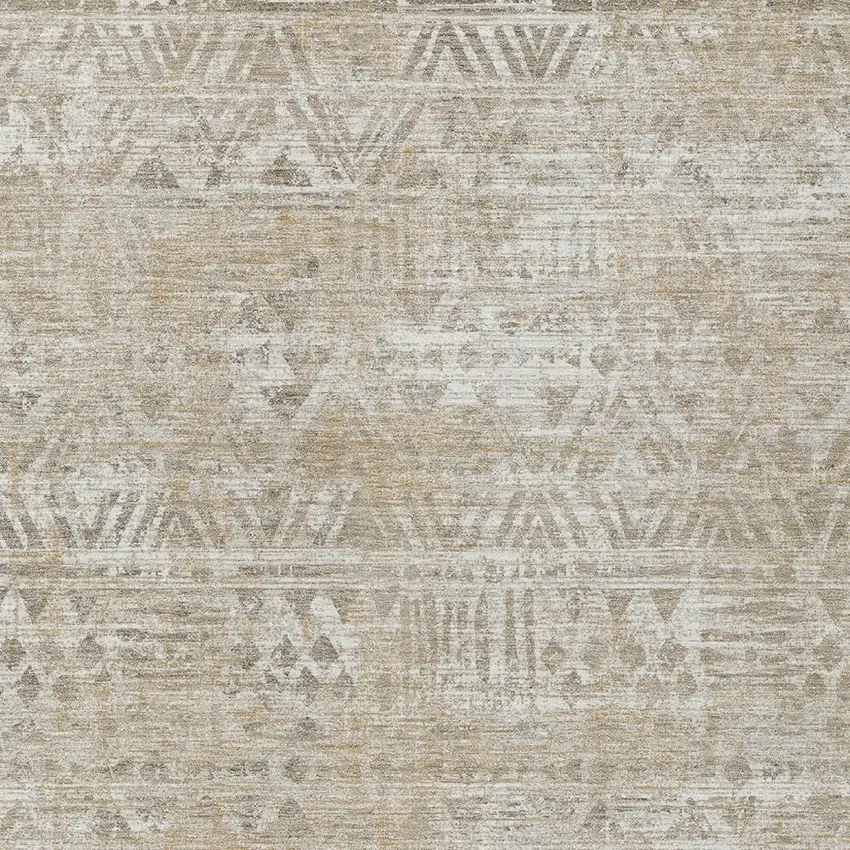 Ivory And Beige Geometric Washable Indoor Outdoor Area Rug Photo 2