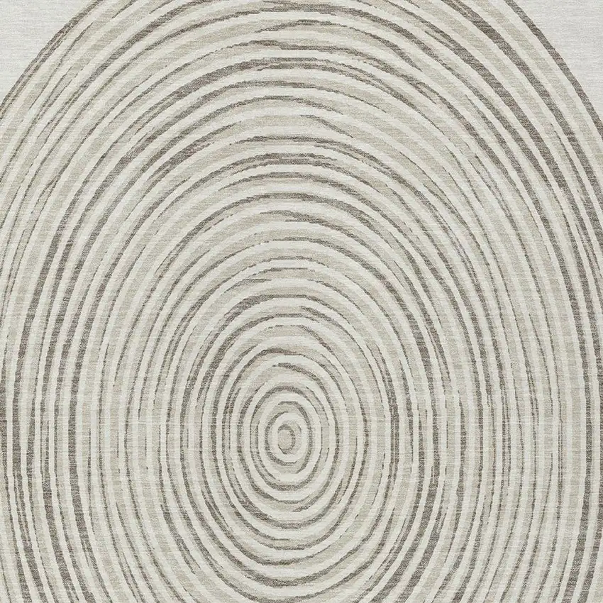 Ivory And Beige Geometric Washable Indoor Outdoor Area Rug Photo 4