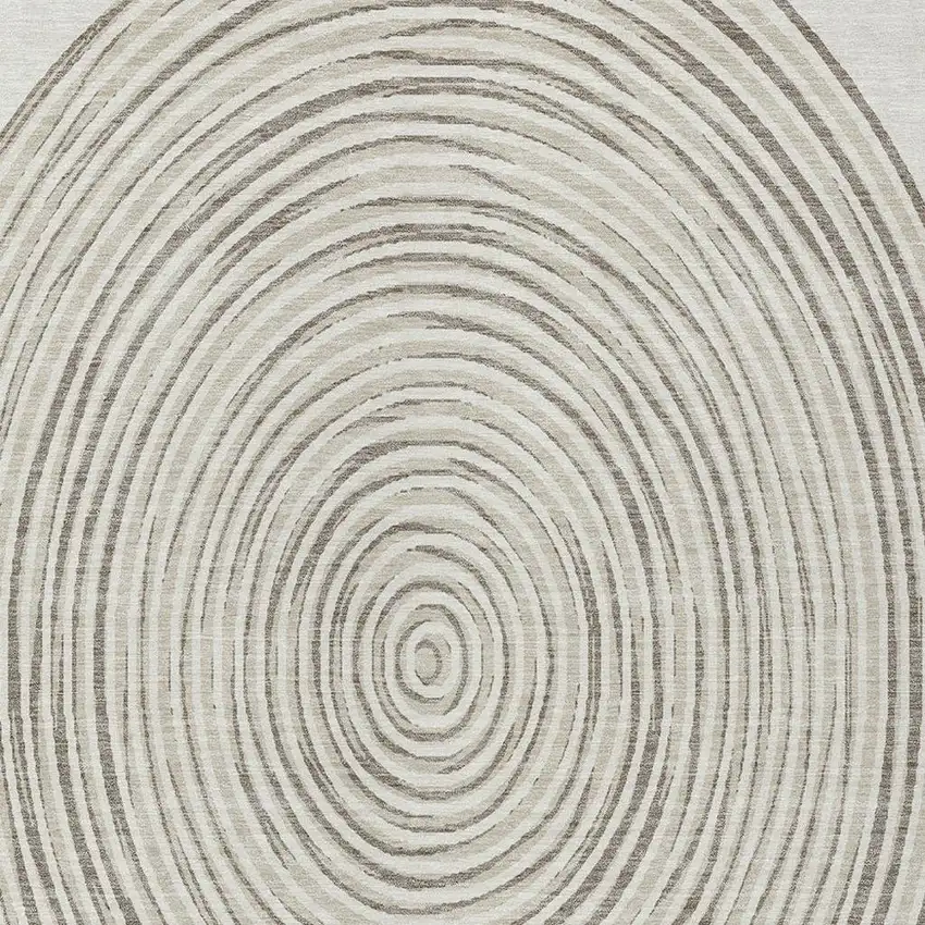 Ivory And Beige Geometric Washable Indoor Outdoor Area Rug Photo 5