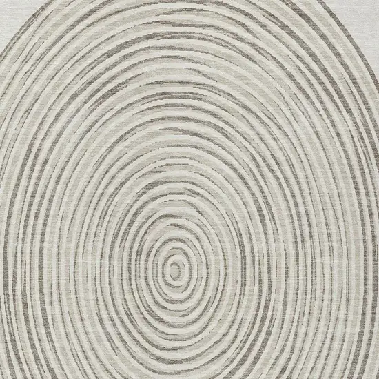 Ivory And Beige Geometric Washable Indoor Outdoor Area Rug Photo 5