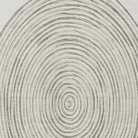 Ivory And Beige Geometric Washable Indoor Outdoor Area Rug Photo 4