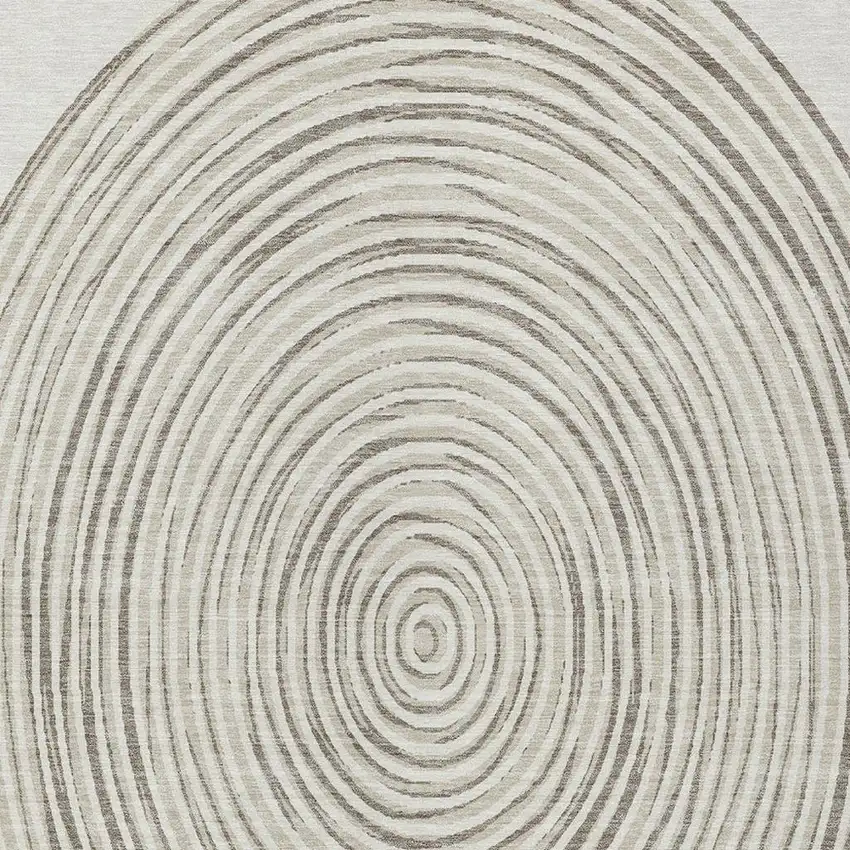 Ivory And Beige Geometric Washable Indoor Outdoor Area Rug Photo 4