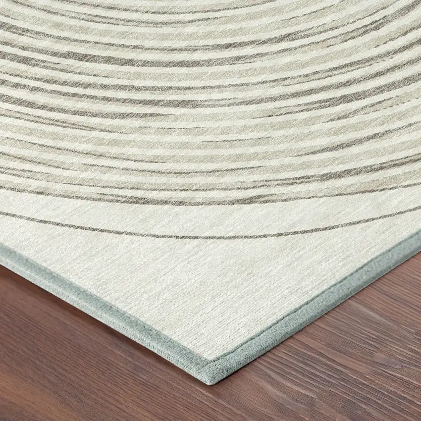 Ivory And Beige Geometric Washable Indoor Outdoor Area Rug Photo 6