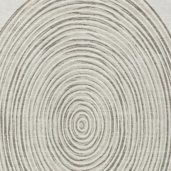 Ivory And Beige Geometric Washable Indoor Outdoor Area Rug Photo 5