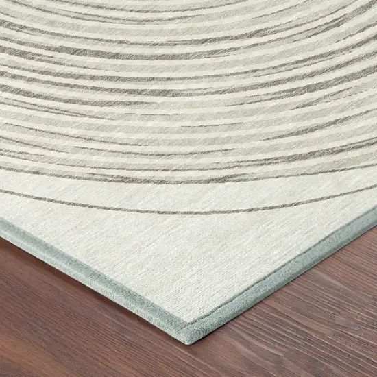 Ivory And Beige Geometric Washable Indoor Outdoor Area Rug Photo 7