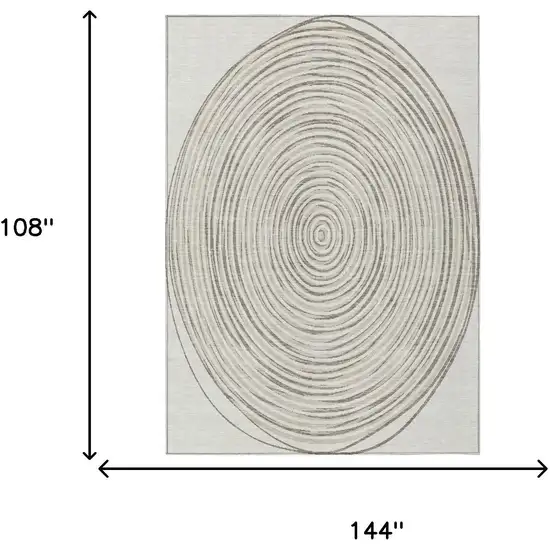 Ivory And Beige Geometric Washable Indoor Outdoor Area Rug Photo 9