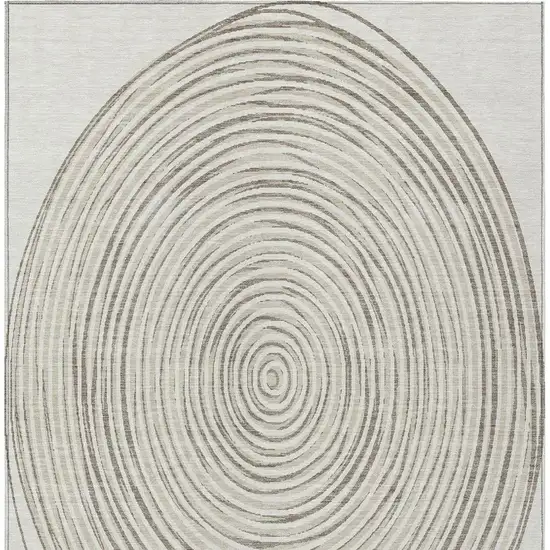Ivory And Beige Geometric Washable Indoor Outdoor Area Rug Photo 4