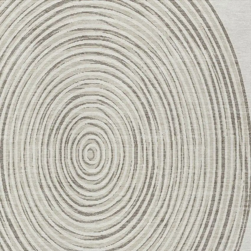 Ivory And Beige Geometric Washable Indoor Outdoor Area Rug Photo 3
