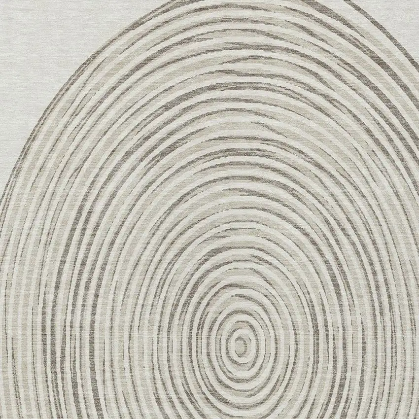 Ivory And Beige Geometric Washable Indoor Outdoor Area Rug Photo 5