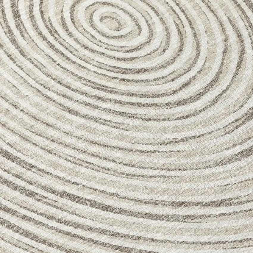 Ivory And Beige Geometric Washable Indoor Outdoor Area Rug Photo 8