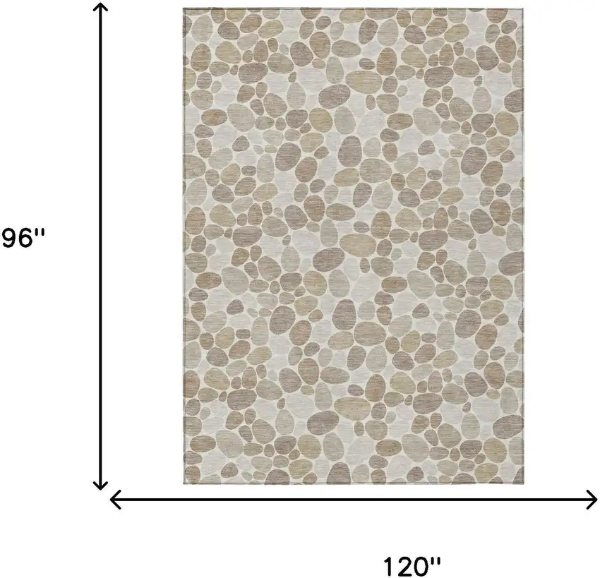 Ivory And Beige Geometric Washable Indoor Outdoor Area Rug Photo 5