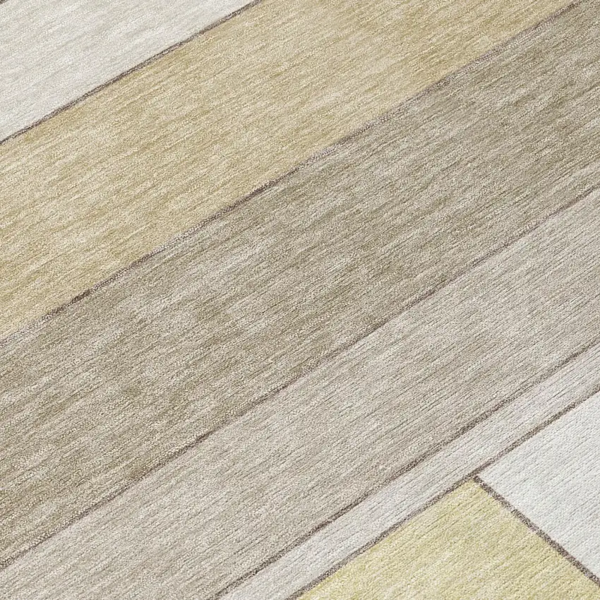 Ivory And Beige Geometric Washable Indoor Outdoor Area Rug Photo 4