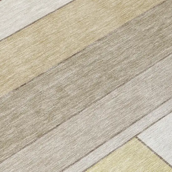 Ivory And Beige Geometric Washable Indoor Outdoor Area Rug Photo 4