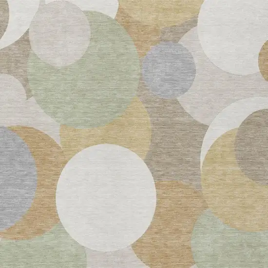 Ivory And Beige Geometric Washable Indoor Outdoor Area Rug Photo 1