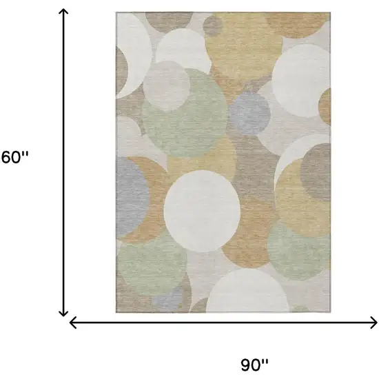 Ivory And Beige Geometric Washable Indoor Outdoor Area Rug Photo 6