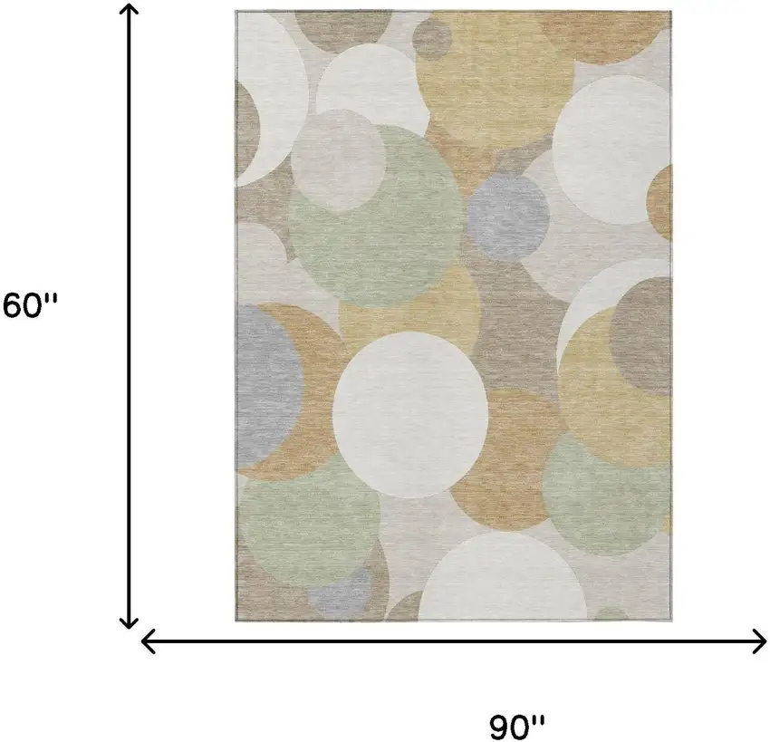 Ivory And Beige Geometric Washable Indoor Outdoor Area Rug Photo 6