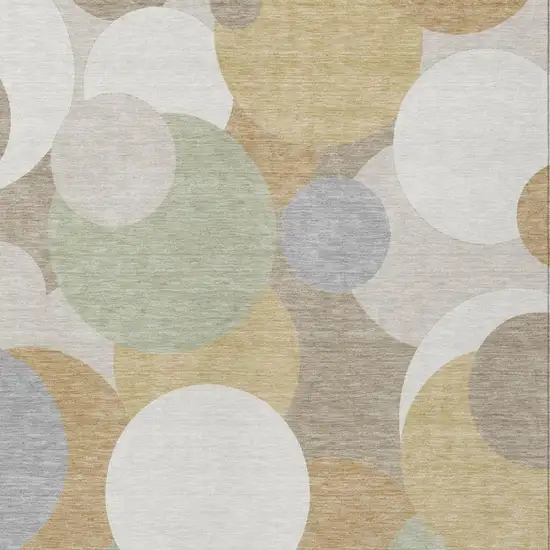 Ivory And Beige Geometric Washable Indoor Outdoor Area Rug Photo 2