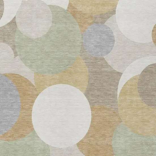 Ivory And Beige Geometric Washable Indoor Outdoor Area Rug Photo 3