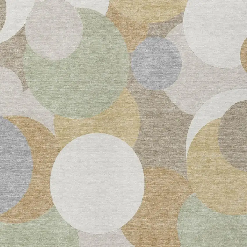 Ivory And Beige Geometric Washable Indoor Outdoor Area Rug Photo 3