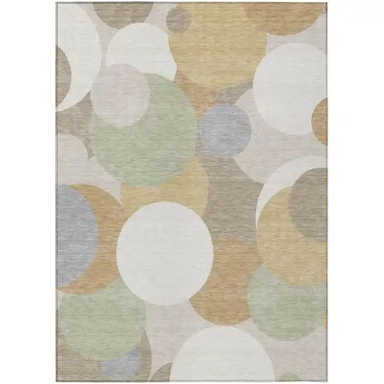Ivory And Beige Geometric Washable Indoor Outdoor Area Rug Photo 2