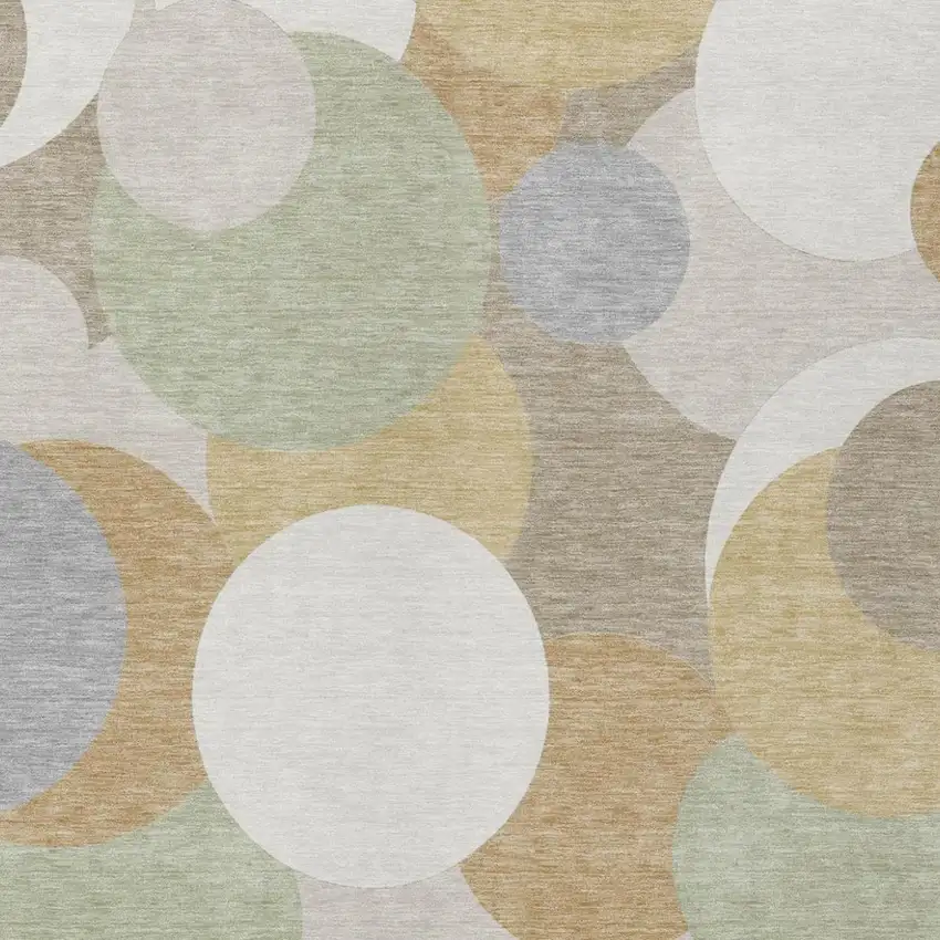 Ivory And Beige Geometric Washable Indoor Outdoor Area Rug Photo 1