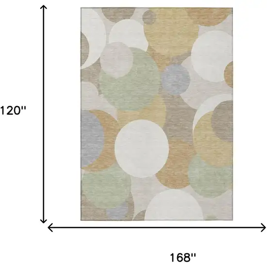 Ivory And Beige Geometric Washable Indoor Outdoor Area Rug Photo 6