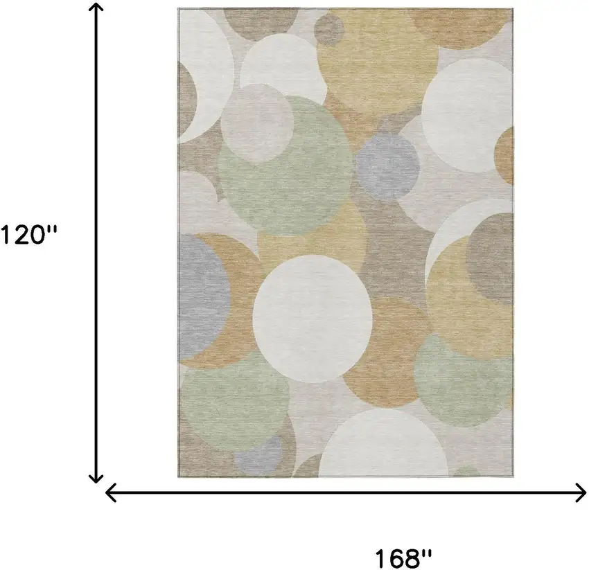 Ivory And Beige Geometric Washable Indoor Outdoor Area Rug Photo 6