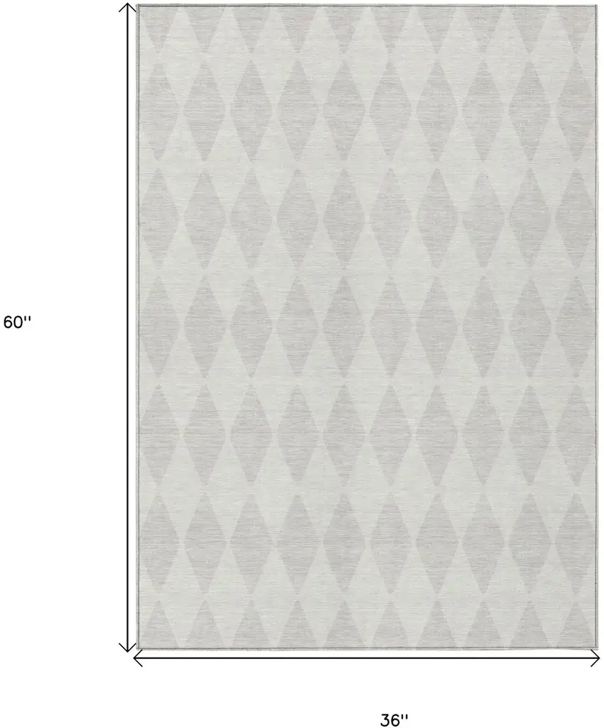 Ivory And Beige Geometric Washable Indoor Outdoor Area Rug Photo 3