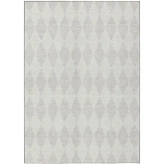 Ivory And Beige Geometric Washable Indoor Outdoor Area Rug Photo 1