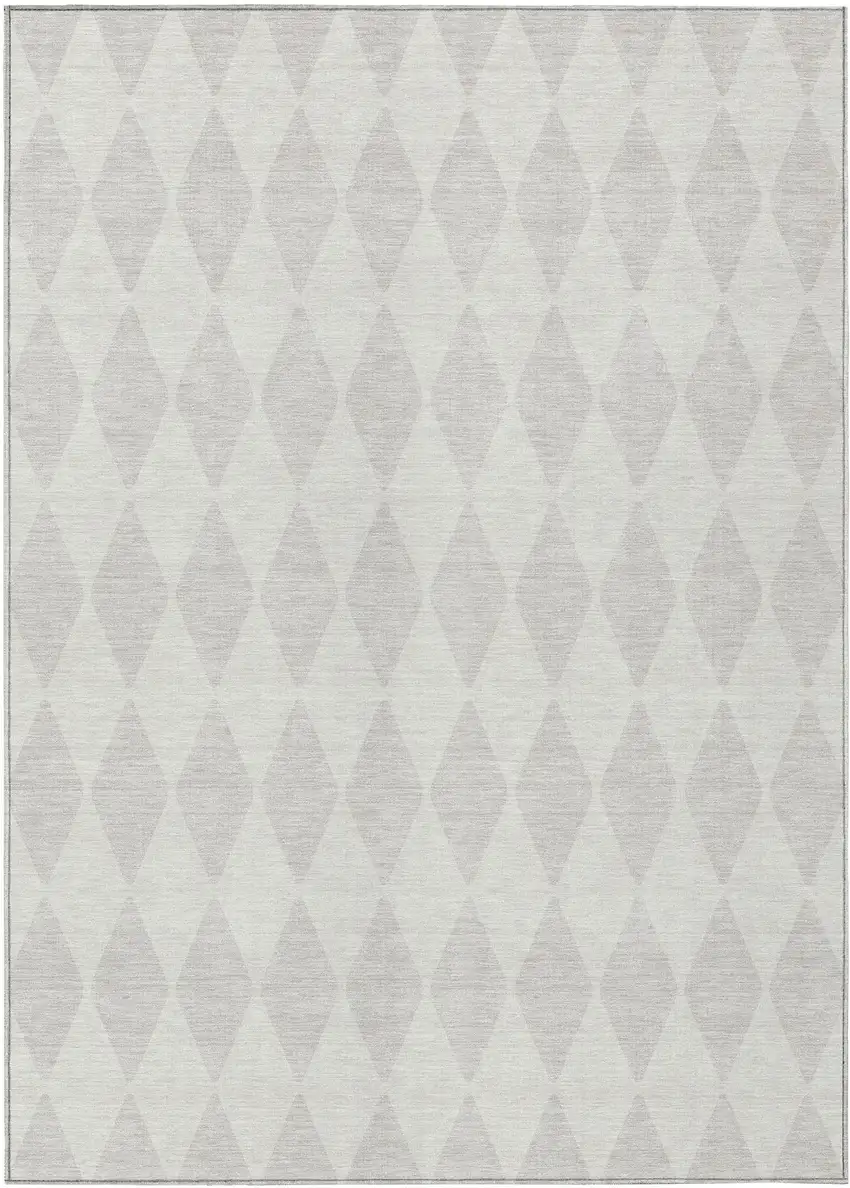Ivory And Beige Geometric Washable Indoor Outdoor Area Rug Photo 1