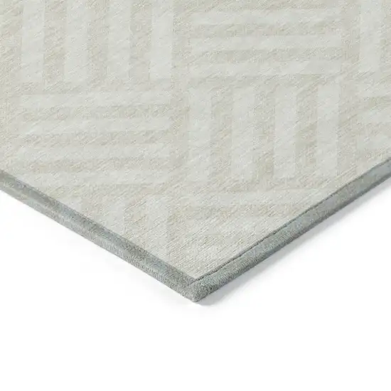 Ivory And Beige Geometric Washable Indoor Outdoor Area Rug Photo 4