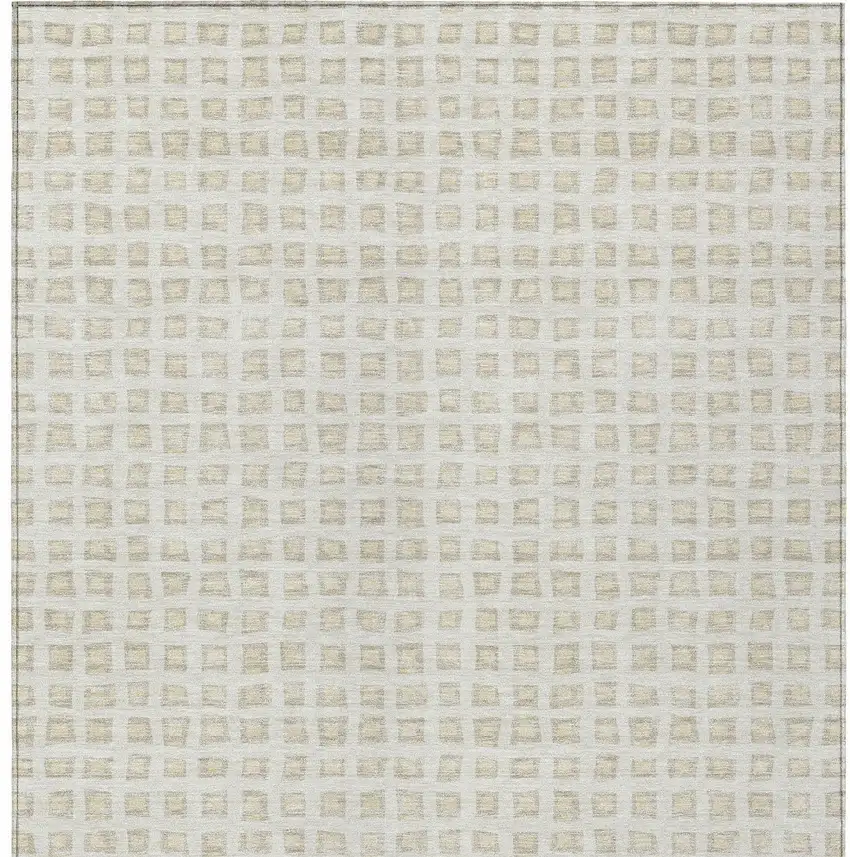 Ivory And Beige Geometric Washable Indoor Outdoor Area Rug Photo 6