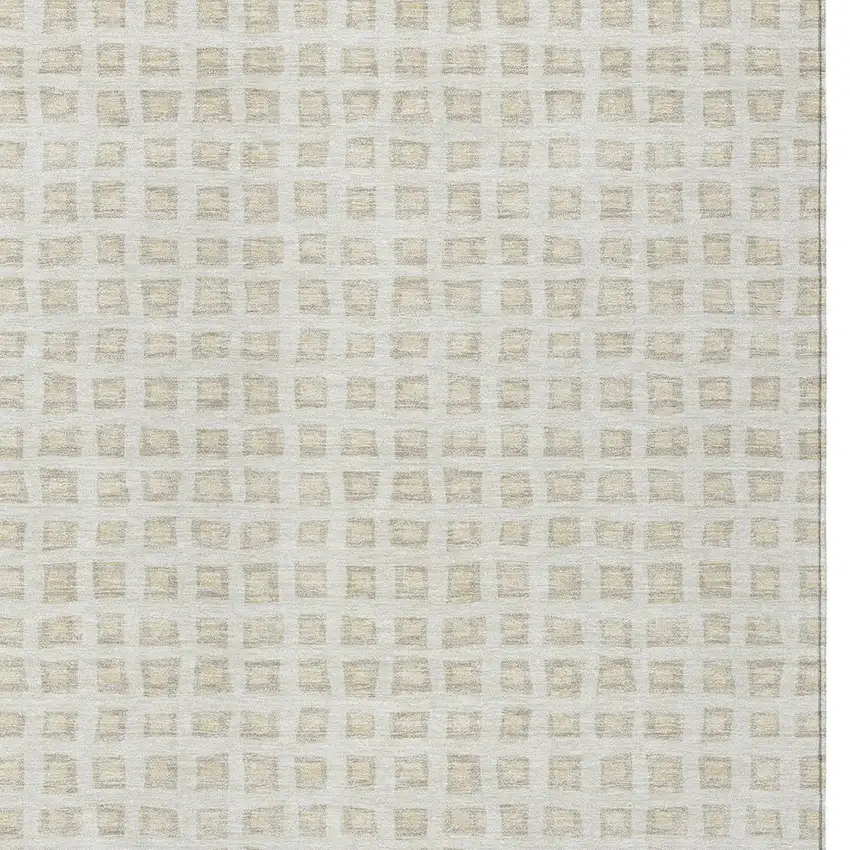 Ivory And Beige Geometric Washable Indoor Outdoor Area Rug Photo 4