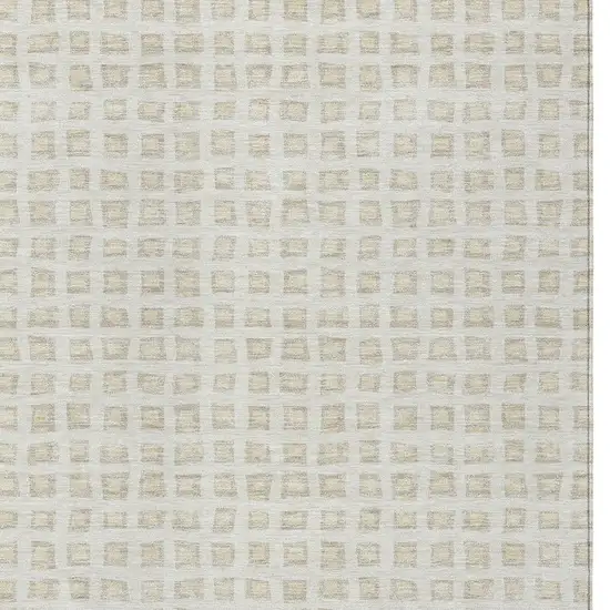 Ivory And Beige Geometric Washable Indoor Outdoor Area Rug Photo 4
