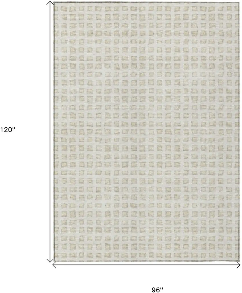 Ivory And Beige Geometric Washable Indoor Outdoor Area Rug Photo 7